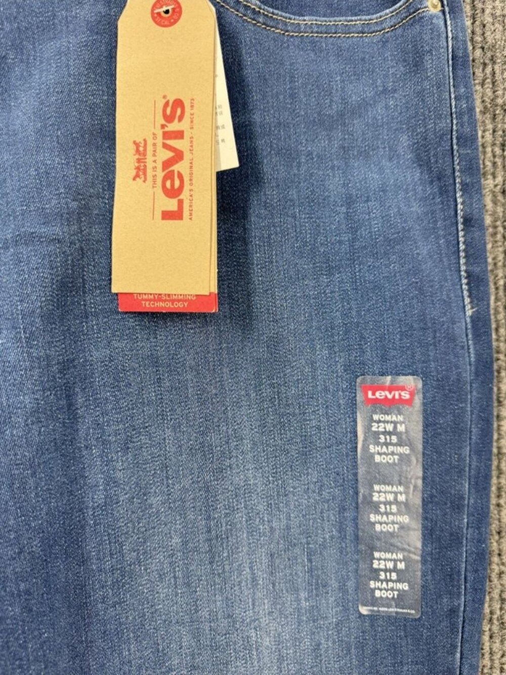 Levis 315 Shaping Boot Cut Jeans Womens 22W M Medium Wash Mid Rise Stretch NEW - Picture 2 of 15